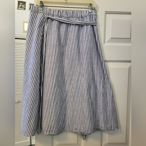 Talbots Blue and White Striped A-Line Skirt Sz Large Petite